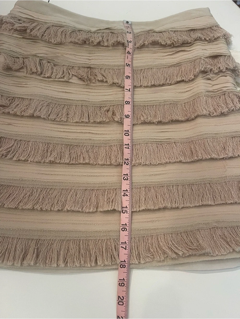 Tory Burch Silk Sand Fringe Tiered Mini Skirt
